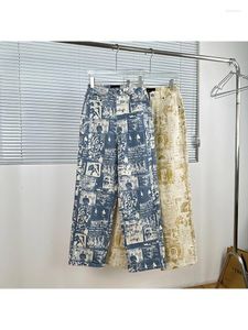 Jeans pour femmes imprimé graphique Baggy esthétique vintage pantalon de cowboy Harajuku pantalon en denim droit Y2k années 2000 vêtements trash 2024