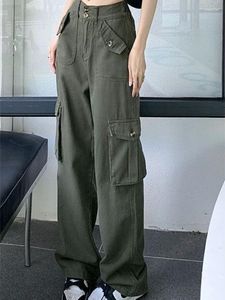 Jeans femme vert Cargo pantalon femmes Baggy Vintage Streetwear Grunge Y2k pantalon Hippie esthétique femme jambe large Denim