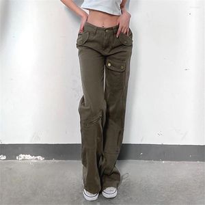 Jeans pour femmes pantalons denim de cargaison gris