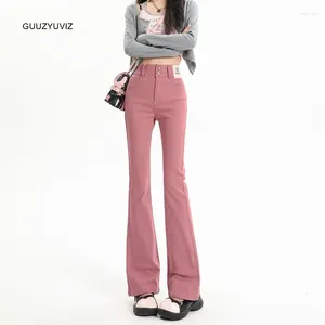 Jeans pour femmes guuzyuviz rose femme évasée extensible la taille haute taise élastique-fond de cloche pantalons dames