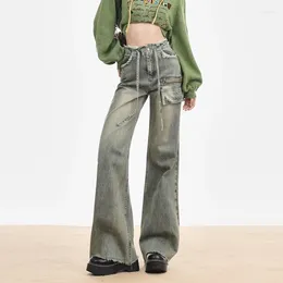 Jeans pour femmes GUUZYUVIZ Tassle taille haute Vintage Y2k Denim Flare Pantalon Femmes Style Américain Casual Lâche Streetwear Zipper Baggy Femme