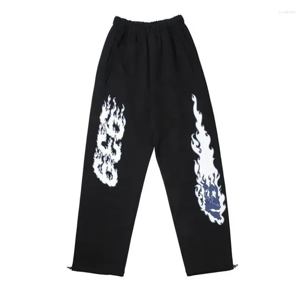 Jeans pour femmes Harajuku 939 Pantalon de sport imprimé flamme Lâche Hip Hop Casual Street Dance Jazz Guard Pantalon de survêtement Femme