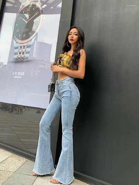 Jeans para mujer Harajuku Flare Pantalones Mujeres Vintage Denim Y2k Cintura alta Moda Estiramiento Alto Pantalones delgados Streetwear Retro