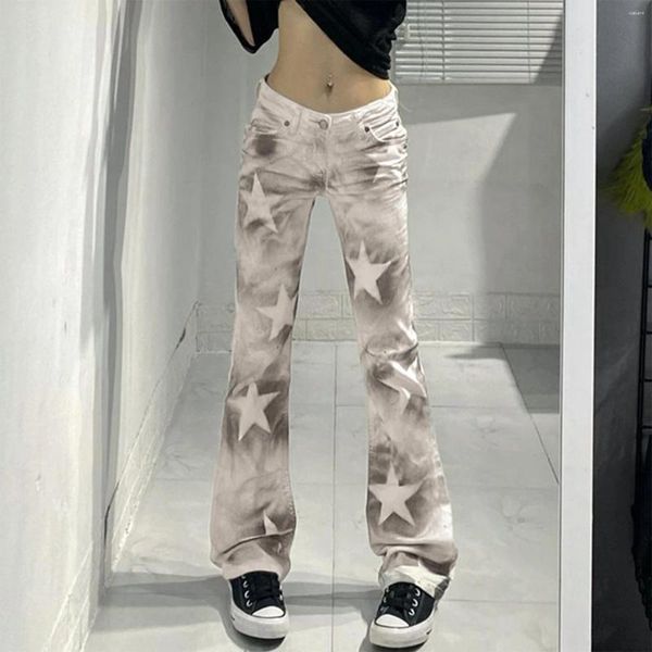 Jeans pour femmes Harajuku High Street Tendance Personnalité Imprimer Taille basse Type droit Pantalon ample décontracté Japonais Y2k Vêtements Femmes