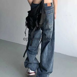 Damesjeans Harajuku Retro Jeans voor dames Heren Ins Losse rechte pijpen Wijde pijpen broek Effen kleur Trendy High Street Daddy-broeken Broekephemeralew