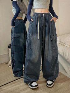 Damesjeans Harajuku Vintage Blue Cargo Women Oversized Y2K Grunge Black Baggy Denim Pants Hip Hop Streetwear Wide Leg broek