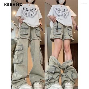 Jean Harajuku Vintage taille haute pour femmes, poches amples, Patchwork, pantalon Sexy Y2K, jambes larges, Baggy, Style de rue, Denim