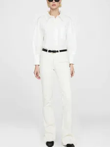 Jeans pour femmes ourlet Slit Slim White Denim Pantal