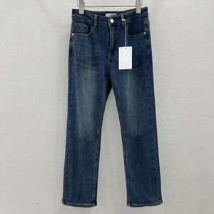 Dames jeans high -end CE2023 herfst/winter fluwelen rookbuis medium taille denim broek vertonen lange benen en slank gewicht