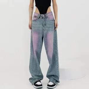 Jeans pour femmes de haut grade Spray teint graffiti tube droit d'été