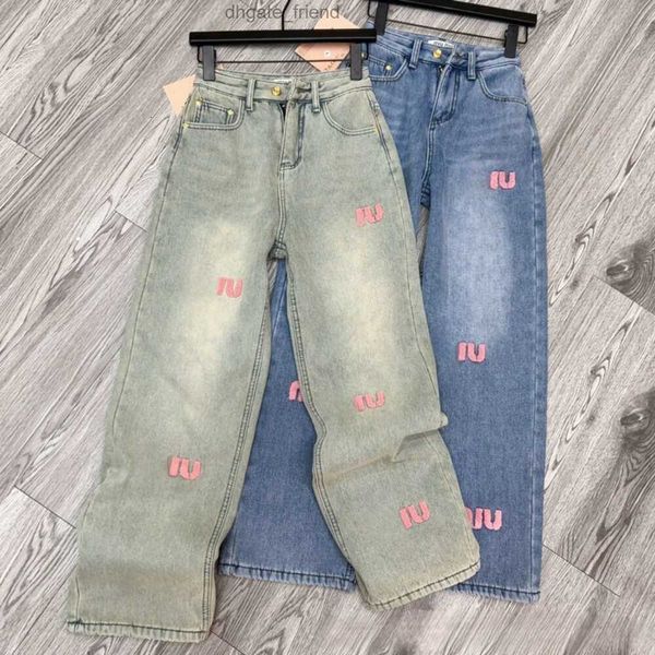 Jeans femme Haute qualité automne femmes jeans fashiona rose brosse à dents lettre brodée pantalon en denim pantalon de créateur femme pantalon en denim droit