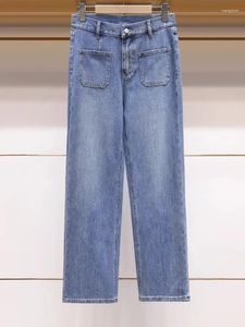 Jeans pour femmes pantalon de luxe de haute qualité Femme 2024 Design Sense Send Front Pocket Sket Tube Smoke Smoke