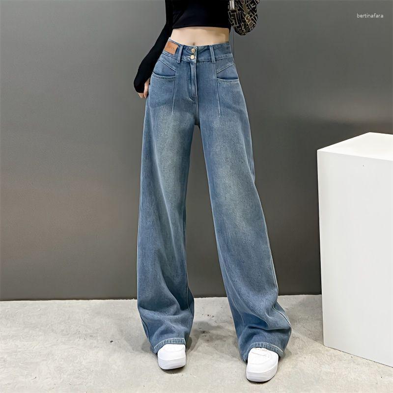 Calças de brim femininas cintura alta baggy calças largas perna solta denim calças femininas urbano y2k coreano streetwear 90s roupas femininas mulher jean