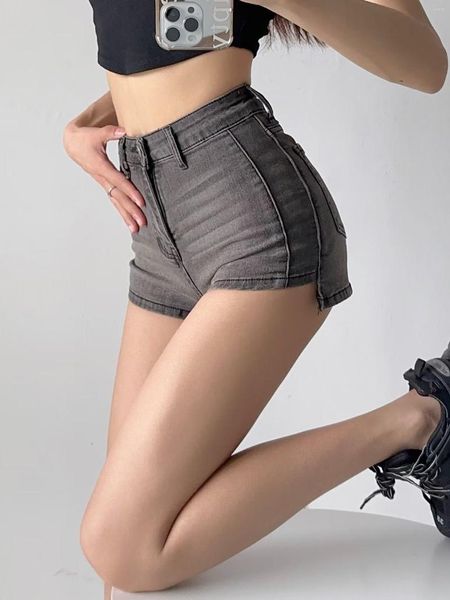 Jeans pour femmes taille haute denim culotte courte été mince 2023 sexy tendance célébrité Internet mince à la recherche d'un bouton shorts mode