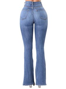 Jeans pour femmes Taille haute Flare pour femmes Été 2023 Skinny Bell Bottom Jean Pantalon Femme Bouton Lady Sexy Push Up Denim Pantalon Printemps 231101