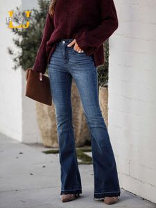 Dames jeans hoge taille wijd uitlopende dames jeans plus maat volledige lengte passende laars gesneden spijkerbroek voor vrouwen rekbare modieuze lente denim Jean 2023 l230316