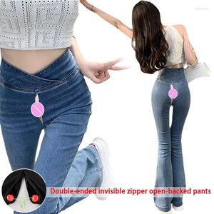 Jeans féminins hauts hauts invisibles ouverts s'arroton extérieur commode de cloche sexy 2024 automne slim fit tout-correspondant