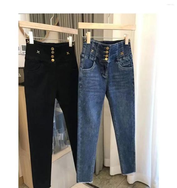 Jean femme taille haute dames vêtements serrés coupe ajustée décontracté pantalon en jean maigre femmes pantalon crayon élastique E90