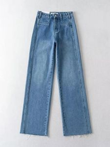 Dames jeans hoge taille los rechte vrouwen 2024 lente lange blauwe spijkerbroek denim broek broek broek casual vintage
