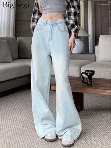 Jeans pour femmes taille haute printemps été pantalon long femme jambe large lâche plissée style coréen dames pantalons mode décontractée femme pantalon