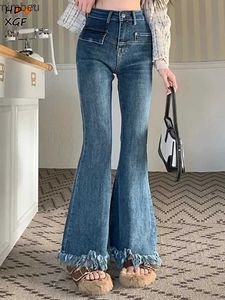 Damesjeans Hoge taille rechte jeans Dames Lente Vintage Casual enkellange denim broek Koreaanse Pantalones Street chic Stretch Flare JeansC24318