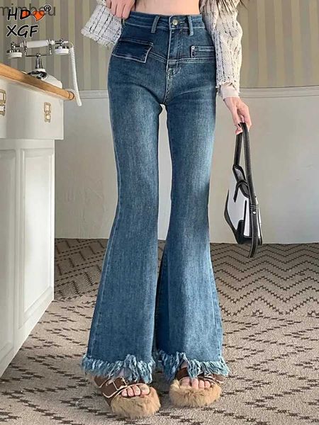 Jeans Femme Taille haute jean droit femmes printemps Vintage décontracté cheville longueur Denim pantalon coréen pantalons Streetwear Stretch Flare JeansC24318