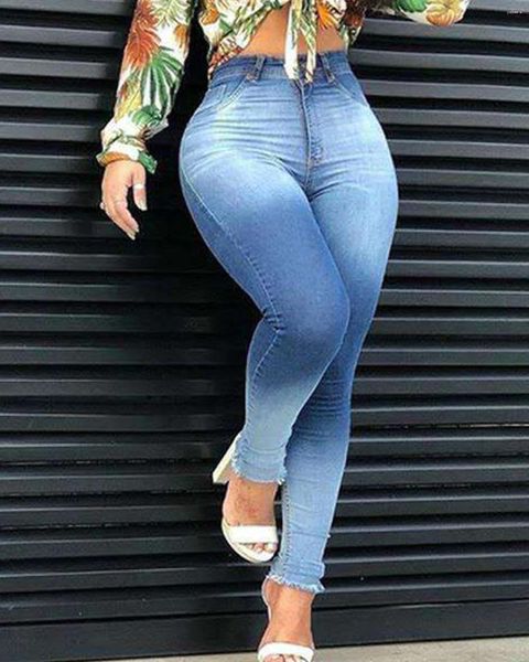 Jean femme taille haute Stretch coupe ajustée façonnant la hanche ultime à la silhouette Sexy Denim Long