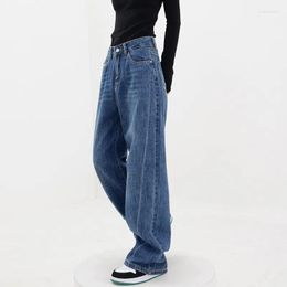 Damesjeans Hoge taille wijd been voor vrouwen baggy y2k 2023 mode streetwear los dweilbroek gril blauw rechte casual broek