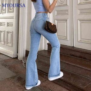 Jeans Femme Taille Haute Femme Flare Jeans Streetwear Bootcut Denim Pantalon Bleu Vintage Stretch Y2k Pantalon Décontracté Femme Lady Tissu Élégant T220825