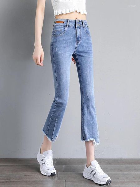Jeans pour femmes taille haute femmes slim fit évasé cheville longueur dames denim pantalon streetwear pour filles copain stretch été 2023
