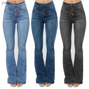 Damesjeans Hoge taille Bootcut damesjeans Mode Mager denim Casual slanke wijde pijpen Flare broek Grote maten kleding XS-4XL 240304