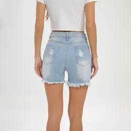 Jeans pour femmes Short en jean haute taille pour femmes 2024 Summer Korean Style polyvalent minceur élastique Pantalon A-Line Controlling