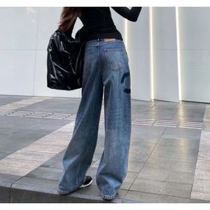Jeans pour femmes taille haute concepteur droit jambe large spectacle mince femmes pantalons décontractés taille s-l-