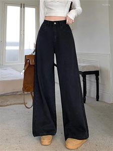 Jean femme taille haute ample Vintage noir Style de rue américain Cowboy pantalon femme jambe large pantalon droit décontracté 4XL