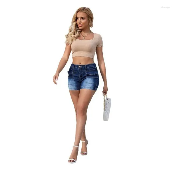 Jean femme short taille haute grande taille été denim grand XXL pour femme pantalon court poches