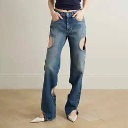 Damesjeans met hoge taille vrouwen Casual gescheurde broek Streetwear Fashion Baggy broek rechte slouchy
