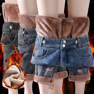 Jeans pour femmes hauts pantalons de travail droit chaud haren h taille épaissie lâche lave jean pour femmes sexy