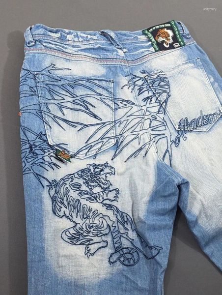 Jeans pour femmes Hip-Hop Tiger Pattern Graphic Brodery Design Y2K High-Waist pour femmes 2000 Street Street Wide-Leg Pant