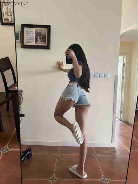 Jeans de mujer Hot Girl TVVOVVIN High Street Hot Girl Denim de lana Shorts calientes Nuevos pantalones cortos con agujeros personalizados delgados Moda coreana Sexy F5BQ YQ240116