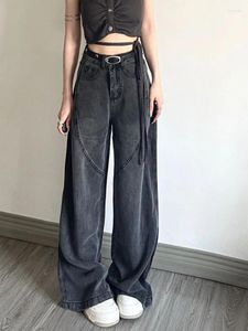 Damesjeans Houzhou Harajuku Hippie Zwarte Zaggy vrouwen Koreaanse stijl Grunge DiscreSted Oversize Denim Pants Kpop High Street Trousers