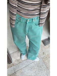 Damesjeans Houzhou Korean Fashion Baggy Green Jeans Y2K Vintage Pink Grote High Taille Jeans Summer Harajuku broek 230407