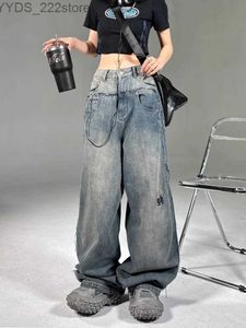 Jeans féminins Houzhou Vintage Y2K Baggy Jeans Womens GRUNGE COROIEN Style 90S Streetwear Extra Large Denim Cargo Pantal
