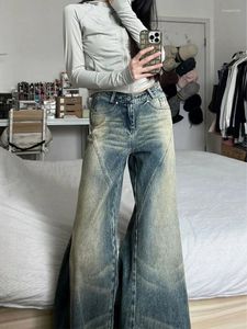 Jeans Femme Houzhou Y2K Grunge Distressed Baggy Femmes Gyaru Vintage 90s Streetwear Flare Denim Pantalon Américain Rétro Esthétique Pantalon