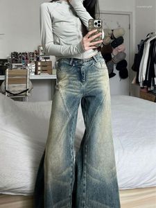 Jeans pour femmes Y2K Grunge Baggy en détresse Femmes Gyaru Vintage 90s Streetwear Flare Denim Pantalon Américain Rétro Pantalon Esthétique