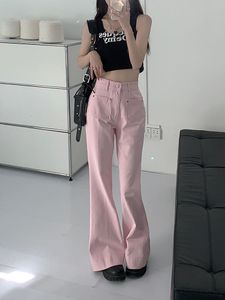 Damesjeans Houzhou y2k roze wijd uitlopende jeans vrouwen Koreaanse mode baggy broek Harajuku hoge taille zakken denim broek vrouwelijk Egirl Street 230325