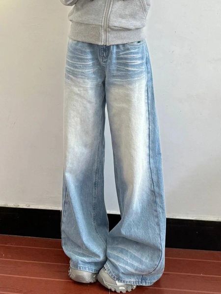 Jeans pour femmes Houzhou Y2k vintage Baggy Woman Corée Pantalon de denim de mode coré