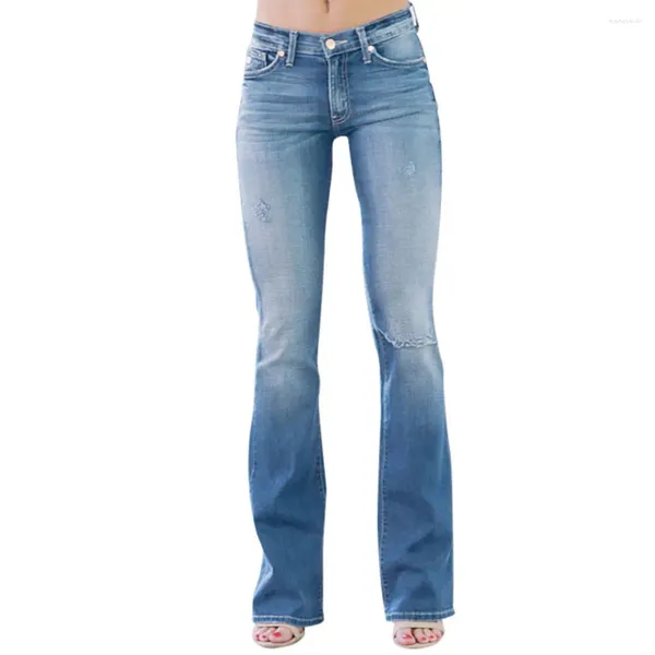 Jeans para mujeres Hyuna Style Ladies Perforado Pantalones informales de alta cintura de alta cintura Retina Vintage Prousers viejos