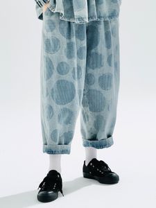 Jeans femme Imakokoni 2023 automne conception originale pur coton imprimé denim radis pantalon jean ample pour les femmes 234201 230825
