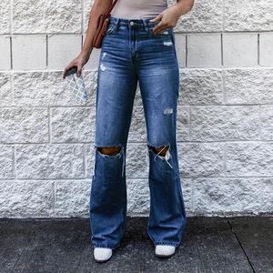 Jeans Femme En Denim Pour Femme Grandes Tailles Classique Taille Moyenne Poches Pantalon Droit Pantalon Vintage Ado Fille