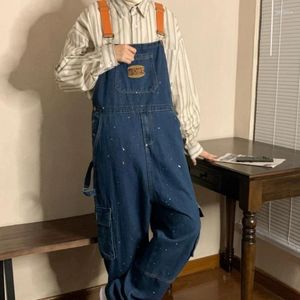 Damesjeans Japanse retro denim overall Lente Herfst Casual losse rechte werkkleding uit één stuk Paar mannelijke kleding